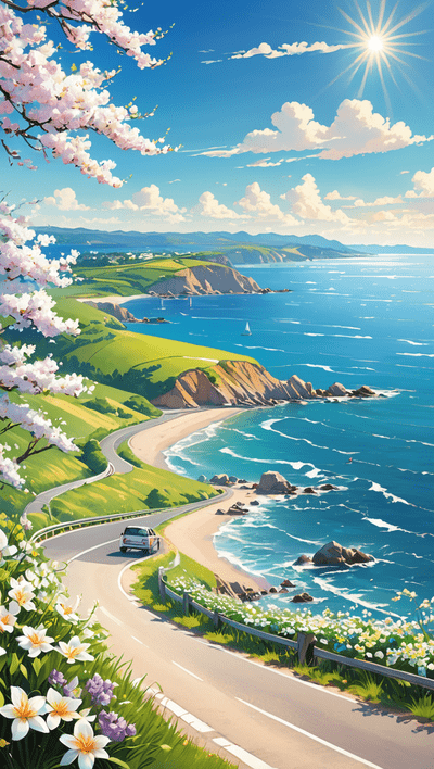 春日海边的公路